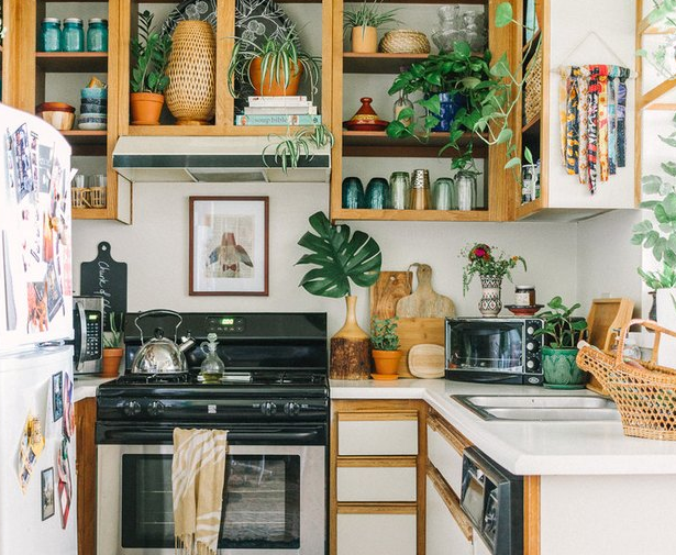 Jadikan tanaman sebagai pelengkap dapur untuk sentuhan bohemian impian (Sumber: hunker.com)