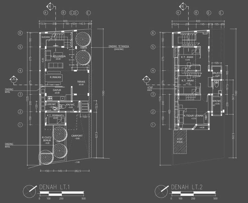 Contoh denah rumah dari arsitek untuk proyek Rumah Kecil at Ozone Residence karya Akanoma Yu Sing (Sumber: arsitag.com)
