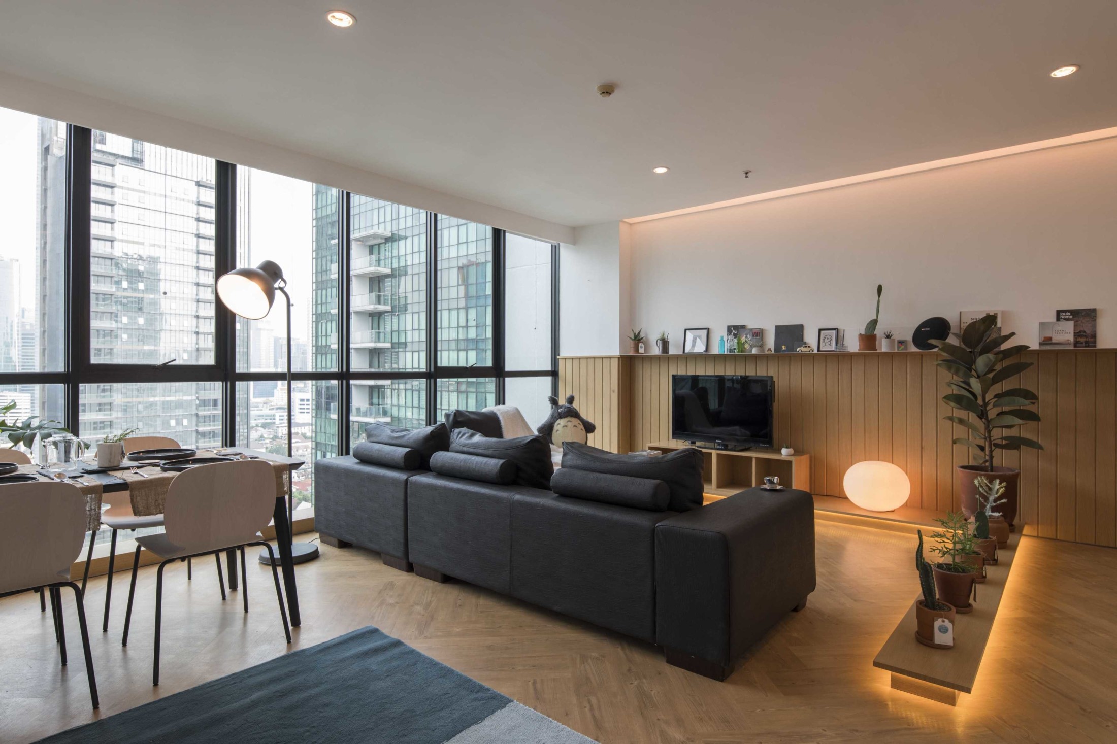 Permainan garis dan geometri untuk menghadirkan keindahan gaya minimalis di apartemen (Sumber: arsitag.com)