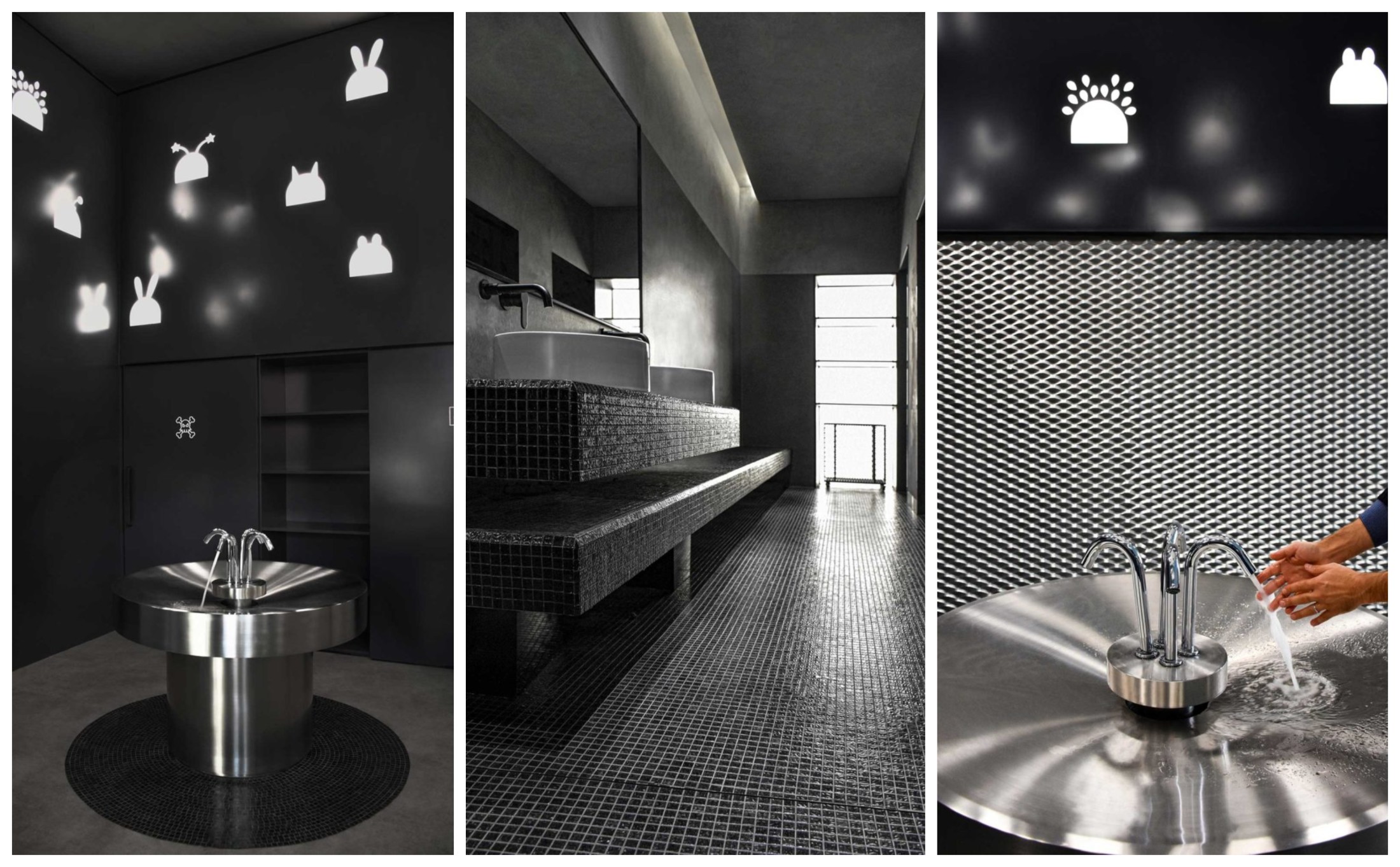Kamar mandi gym bernuansa hitam, karya Ramoprimo // design-milk.com